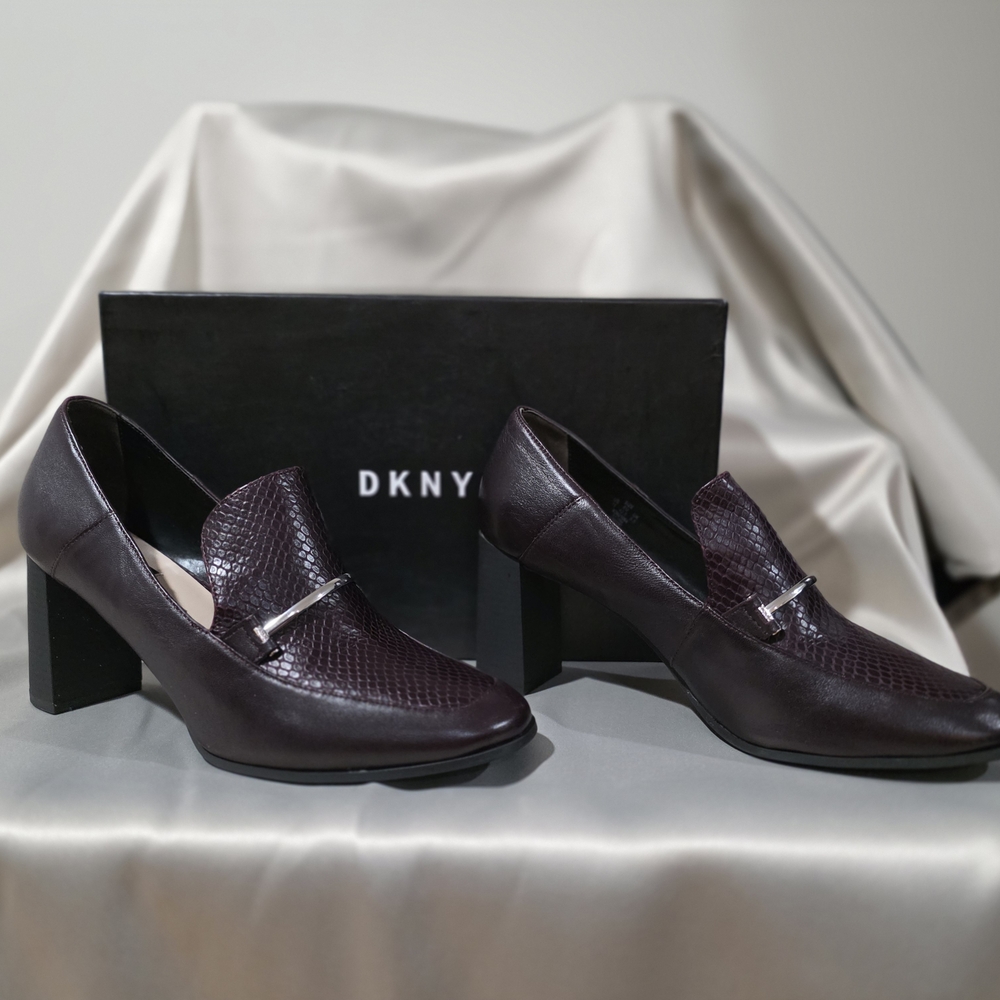 DKNY Women's Dark Purple Heeled Loafers - Picture 2 of 5